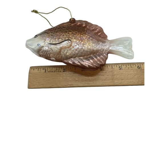 Hand blown iridescent large Fish Christmas ornament‎ pink Hollow 6'x4 - Picture 7 of 7